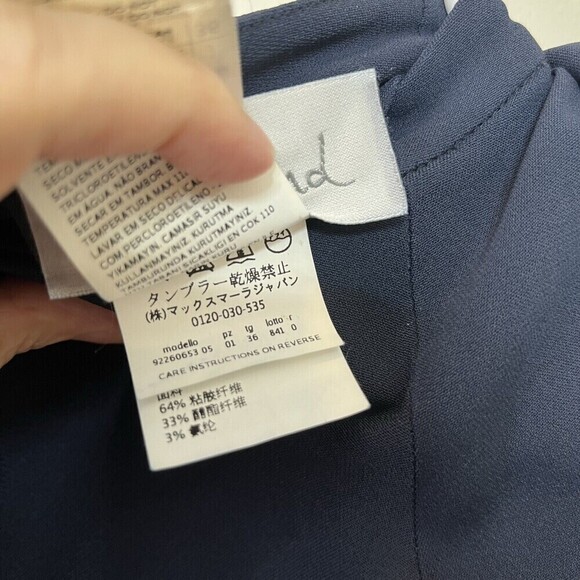 Max Mara Intrend Shift Dress Navy Women’s Size 2 Short Sleeve Crew Neck Swing - Picture 11 of 11